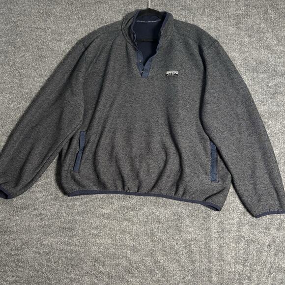 Eddie Bauer Fleece Mens XL Blue Gray Snap T Pullover Outdoor Travel Casual Hike - Picture 1 of 12